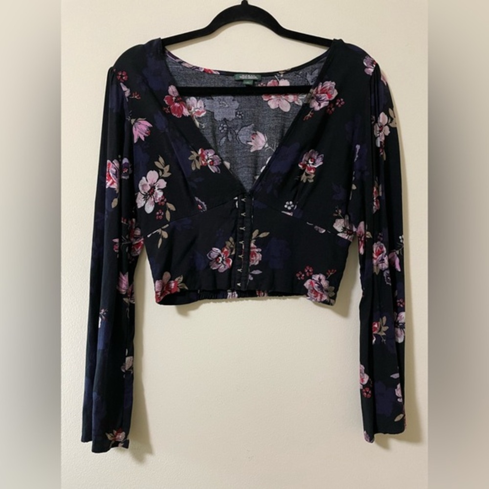 Wild Fable Corsette Floral‎ Crop Top in Midnight Flower - L